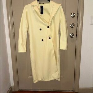 Boohoo Cream Double-Breasted Coat